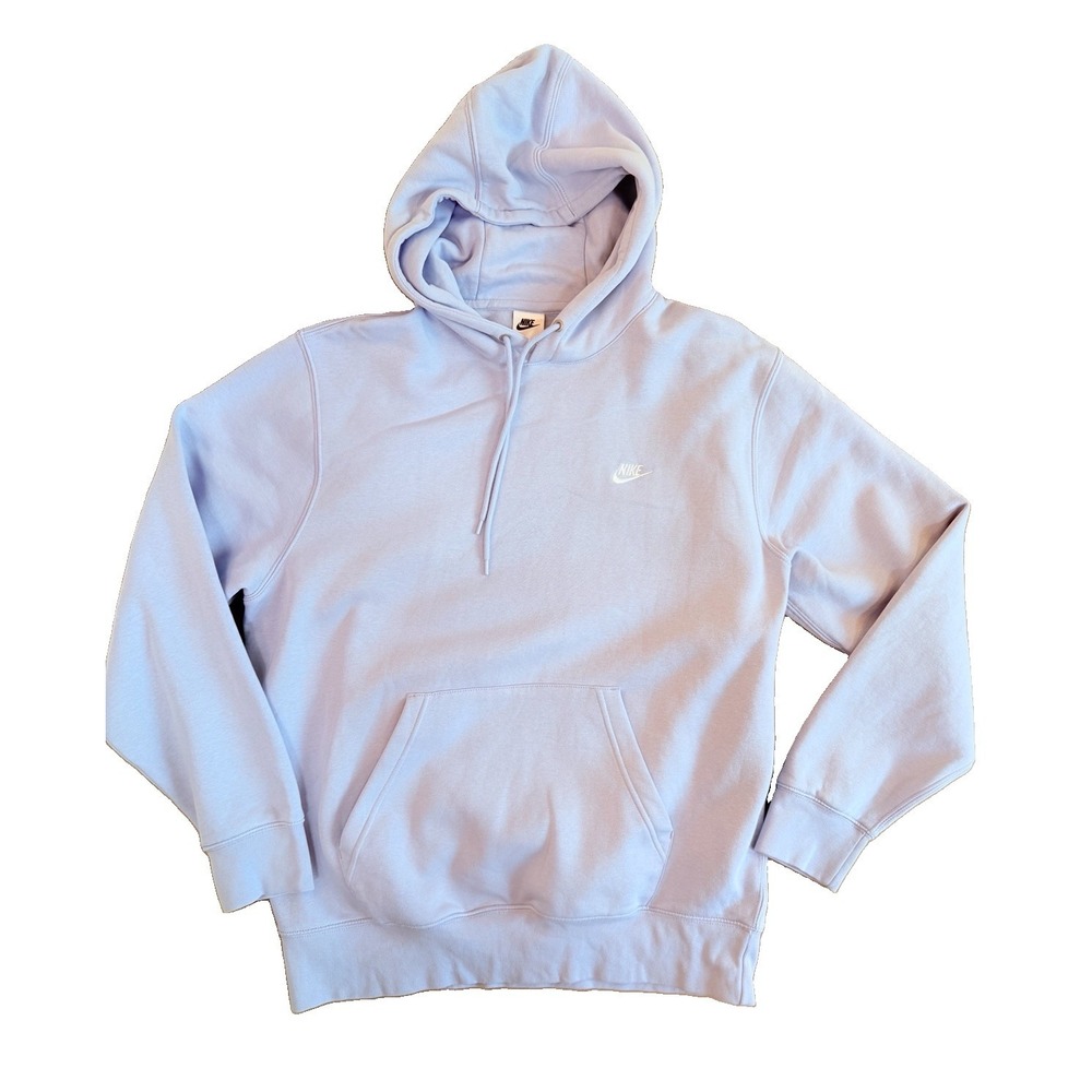 Nike Embroidered Swoosh Classic Fleece Pullover Hoodie Lavender Purple Large